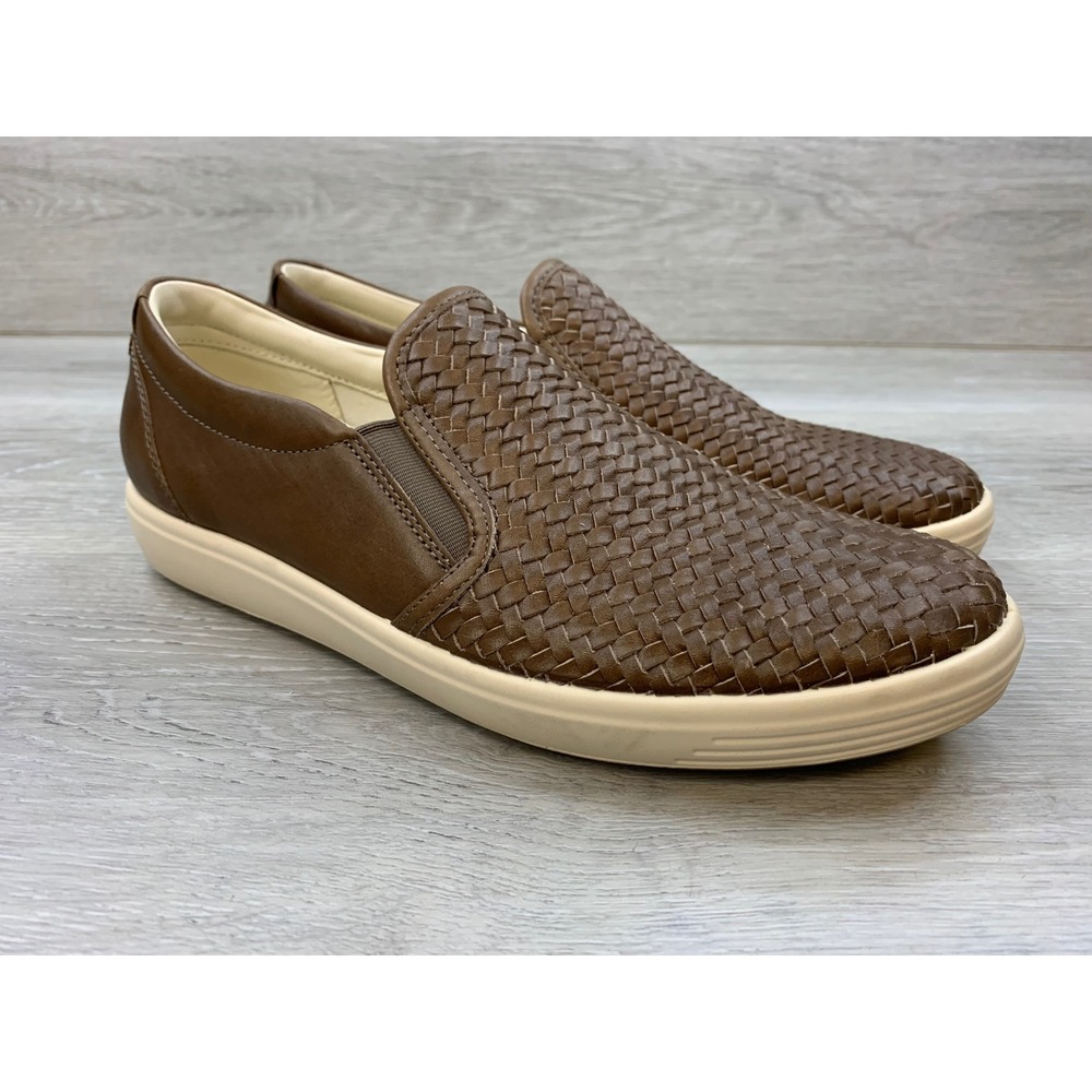 ECCO Soft 7 Women's Woven Slip On Brown Leather Sneakers US 10.5